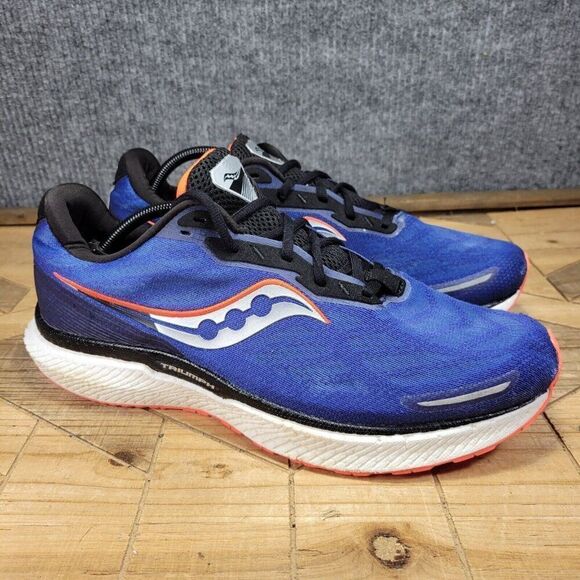 Saucony Men's TRIUMPH 19 Size 12.5 S20678-16 Sapphre/Vizi Red Running Shoes Mesh - Picture 1 of 11